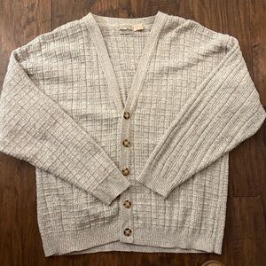 Men’s Alpine Ridge Rugged Wear 100% Cotton V-Neck Cable Knit Cardigan Sweater Lg